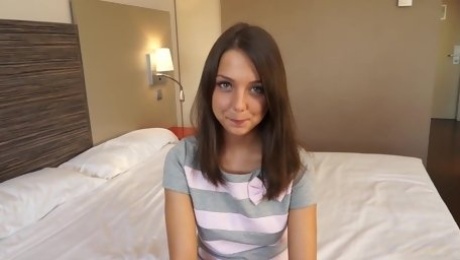 Skinny brunette in a deep anal casting session - Foxy Di