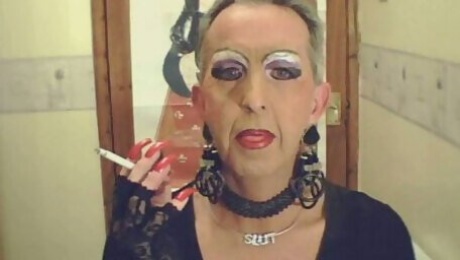 Putting makeup and making myself a horny granny on