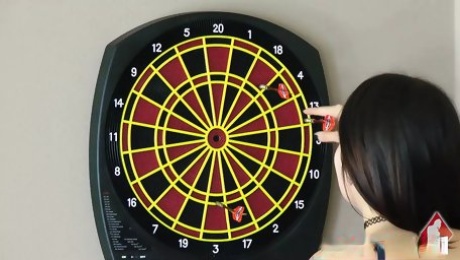 Gorgeous Girls Play a game of Strip Darts, Loser faces