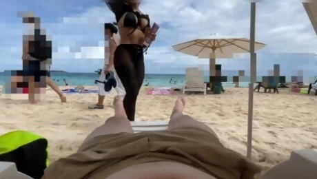 He fucks the masseuse on the beach, a hot Latina (Athenea Samael and Eros_08)
