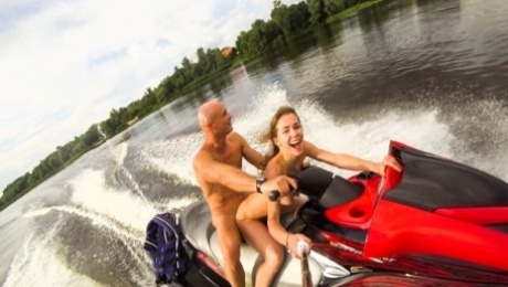 Public anal ride on the jet ski in the city centre. Mia Bandini