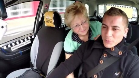 Horny granny fucks taxi cab driver